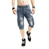 Men's Jeans Retro Washing Mens Overalls Multi-pocket Casual Denim Cropped Shorts For Men