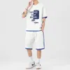 Tracksuits voor heren 2023 Summer Heren T-shirt Shorts Sets Sports Out meter snel drogen korte mouw top T-stukjes knie-lengte pant suit