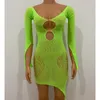 Sukienki imprezowe moda bodycon długie rękawy mini plażę przezroczystą seksowną sexy wycięte stroje klubu Babydoll QQ640 230508