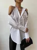 Damesblouses Shirts Lente Designer Print Tops Lange mouwen Casual off-shoulder shirt Gratis schip