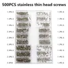 新しい500pcs 18タイプミニスクリューナットDIYキットラップトップコンピューターアセンブル修理ネジサングラス電話の修理用ファスナーセット