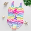 2-11Y Maillot de bain pour enfants avec imprimé arc-en-ciel intégré P230602