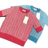 Designers de alta moda camisetas femininas malhas suéter de manga curta letra Jacquard G confortável fino design de qualidade camiseta feminina top asiático rosa azul marrom GG tamanho S-XL