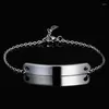 Link Bracelets Trendy Titanium Steel Bend Dog Tag Rolo Chain For Men Women Unisex Charm Jewelry Gift Can Engrave