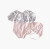 Traje de baño para niños Traje de baño para niñas + sombrero verano nuevo golpe floral traje de baño de manga corta una pieza bikini para niños ropa de playa P230509