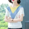 Women's T Shirts 2023 Summer Thin Knitted Shirt Women o-hals kort ärm avslappnad lös t-shirt kvinna kläder toppar tee femme