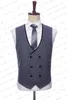 Herenpakken Blazers Men Men Wedding Party Zomer Blauw Wit Reto Classic Plaid Black Rapel Fashion Slim Fit Suits 3 PCS Set Jacket Vestbroek 230509