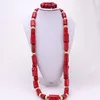 Necklace Earrings Set 4ujewelry 45 Inches 13-22mm Red / Wine Nature Coral Beads For Nigerian Wedding Men Jewelry 2023