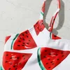 Two-Pieces Girls' Summer Swimwear Cute Crisscross Small Watermelon Printing One Piece Swimsuit Swimming Bathing Suit Monokini