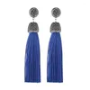 Boucles d'oreilles pendantes faites à la main Long gland pour les femmes noir rouge rose blanc bleu soie frange bohème cristal goutte bijoux de mariage