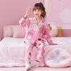 PAJAMAS Kawaii Cartoon Print Children Pajama устанавливает аниме с длинными рукавами брюки девочки одежда для детской пижамы для сна 230509