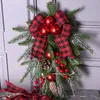 Decoratieve bloemen Milieu kunstmatige fir slinger kerstboomdecoratie groen rood Xmas rattan banners decor