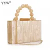 Evening Bags Women Box Clutch for Wedding Party Luxury Foil Beads Handbags and Purses Designer High Quality Shoulder Bag 230427