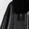 Women's Leather YOLOAgain High Quality Women Black Shearling Jacket Genuine Coat Ladies