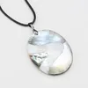 Pendant Necklaces Natural Mother Of Pearl Shell Necklace For Women Men Leather Rope Chain 60 Cm Oval Choker Jewelry Gifts 40x55mm