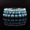 Länk armband naturliga akvamariner armband till hands för kvinnor kristall kvarts sten reiki energimän charm yoga smycken present pulsera