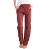 Women's Pants Women's Products Pure Color Cotton And Drawstring Loose Casual Wide Leg Pantalones De Mujer