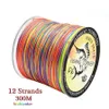 Braid Line 12 Strands Braided Fishing Line 300mm 500m PE Multifilament Multicolor Line Super Strong Japan Fish Line Saltwater Fishing Wire 230506