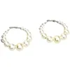 Handmade Pearl Beaded Hoop Gold Silver Color Earring Jewelry For Women Girl Party Club Wedding Fashion Accessories