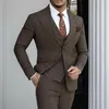 Costumes pour hommes Brown Hommes Slim Fit Tuxedos Costume Veste à revers cranté Marié Mariage Business Prom Deux Boutons Blazers Pantalon Gilet