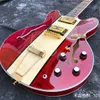 LvyBest Red Glossy Finish Half Hollow Acced Jazz Electric Guitar Gold Hardwood ЭЛЕРЕГОЛИТА