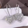 Trendy kussen Cut aaaaa zirkon bengle earring wit goud gevulde feest bruiloft druppel oorbellen voor vrouwen bruidsbelofte sieraden