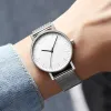 ساعة معصم مشاهدة الرجال فائقة الفولاذ الفولاذ التناظرية Quartz Wristwatch الموضة زوجين يشاهدان بسيطة مقاومة للماء شبكة مقاومة للصدأ