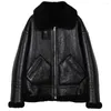 Women's Leather YOLOAgain High Quality Women Black Shearling Jacket Genuine Coat Ladies