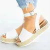 Sandales Plateforme Espadrilles Femme Bout Ouvert Boucle Cheville Sangle Chaussures Plates Léger Antidérapant