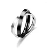 Cluster Rings Anxiety Fidget Titaniun Stainless Steel Spinning Spinner Ring For Men Women Double Color Classic Cross Lover