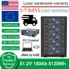 Estoque da UE! LIFEPO4 FREE DE DURO 48V 100AH ​​BATERIA 51,2V 5.12KW 6000+ CICLOS CICLOS 10 anos Lifetime integrado BMS RV Solar Off-Grid