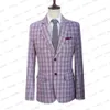 Abiti da uomo Blazer Abito da uomo Moda 2 pezzi Giacca da lavoro formale Slim Fit Lino Risvolto con intaglio Casual Viola chiaro Smoking dello sposo da sposa 230509