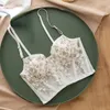 Women's Tanks Camis High Street Women's Camisole Fashion Embroidered 3D Petal Bustier Bra Cropped Tops Female Thin Underwear 230509