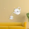 Relógios de parede moda criativo bule de chá de bule de chá diy adesivos de espelho acrílico Decorativo quarto de estar mudo mudo