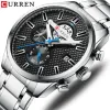 Armbandsur Curren Luxury Business Men's Watch Chronograph och Auto Date rostfritt stål Band kvarts armbandsur män klocka kausal sport