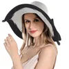 Szerokie brzegowe czapki moda kobiety słomy słomy czapkę uv 50 Summer Suptanble Roll Up Floopy Beach Cap na maskę podróżną