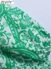 Vestidos casuais zevity feminino moda paisley estampa floral mini camisa vestido feminino chique casual grande swing bainha green vestidos ds9353 230509