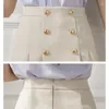 Spódnice Summer podwójnie piersi mini kobiety wysokiej talii Koreańska moda damska odzież czarna biała plisowana spódnica krótka mujer