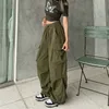 女性SパンツS Y2K Celana Kargo Kasual Wanita Streetwear Panjang Lurus Lebar Longgar Tali Serut 2023 Ins Fashion Keringat Kebesaran 230509