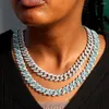 Kettingen mannen ijsjes uit blauwe Cubaanse link ketting ketting bling goud zilveren kleur metaal miami choker volledige strass kettingen hiphop sieraden