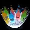 8L transparente LED Luminous Ice Cube Storage Baldes de barril em forma de barril Recipiente de garrafa de cerveja Light Up Champagne Wine