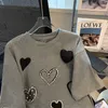 Dames t-shirt vrouwen driedimensionale liefde strijken shortsleeved t-shirt 2023 zomer nieuwe casual mode losse grijze pullover vrouw J230506