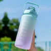 2 liter fitness sportfles plastic grote capaciteit waterfles met stromeisje buiten klimmen drink fles ketel bpa gratis