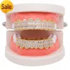 Mister Jewelry Grillz de dents en or 18 carats avec dents de hip hop grillz en or diamant baguette