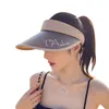 Stingy Brim Hats Rimiut Elegant Cool Summer Women Sun Plastic Adjustable Beach Protect Caps Empty Top Cliped Hat 230508