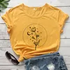 Women's T Shirts Wild Flower Moon T-shirt Botanisk skjorta Roliga växt damer tee kvinnor trendiga avslappnade minimalistiska vintage topp