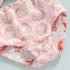 Trajes de baño de dos piezas para niños y niñas, traje de baño de Bikini con estampado Floral, Tops sin mangas con lazo y pantalones cortos, conjunto de traje de baño dividido