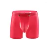 Onderbroek PVC Sexy Men Boxershorts grappige faux lederen ondergoed natte look open crotch pouch erotic gay cueca mannelijk slipje