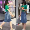 Werkjurken mode jeans rokken pakken vrouwelijke zomerkleding voor vrouwen Koreaanse hoge taille denim rok set 2 -delige sets dames outiften Q90