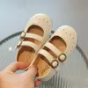 Girls Flat Shoes Fashion Spring Autumn Toddler Shoes Kids Children Princess Pu Leather Splicing Soft Rubber Dance Shoe Baby Shoes Size 21-30